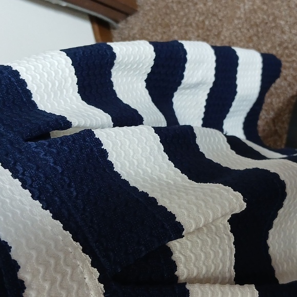 NWT SANS SOUCI blue and white striped fit& flare mini dress size large - Picture 8 of 16